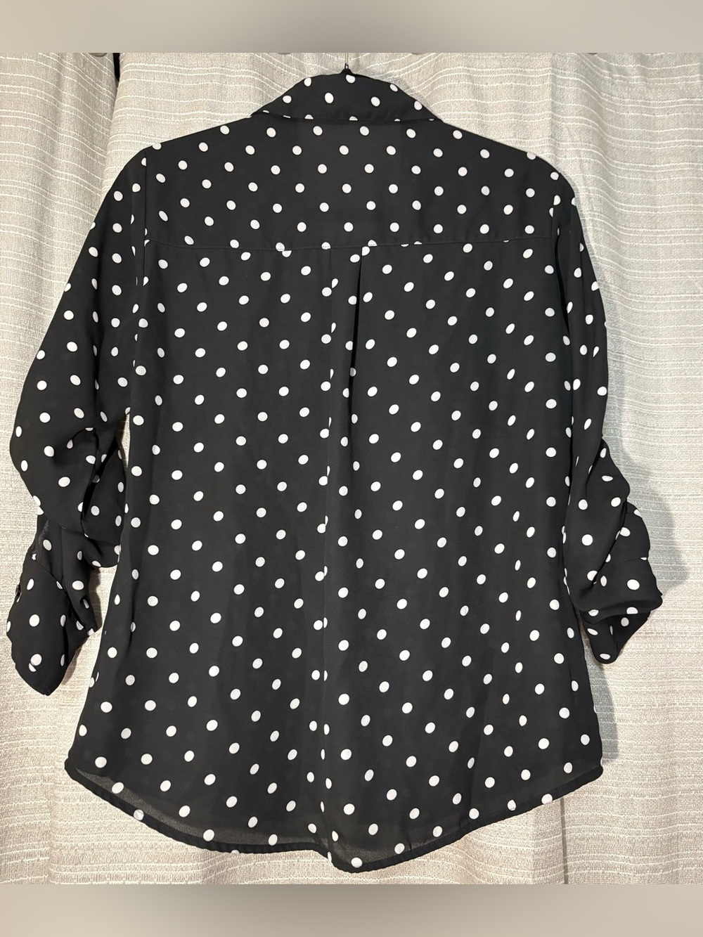 Express Portofino Black White Polka Dot Blouse | Chic Parisian Style Top - Picture 4 of 8